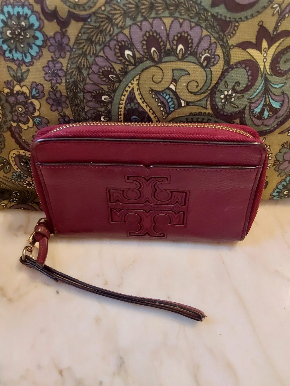 Vintage Tory Burch Amanda Wridtlet, 2009 Burgundy Leather, No Callouts